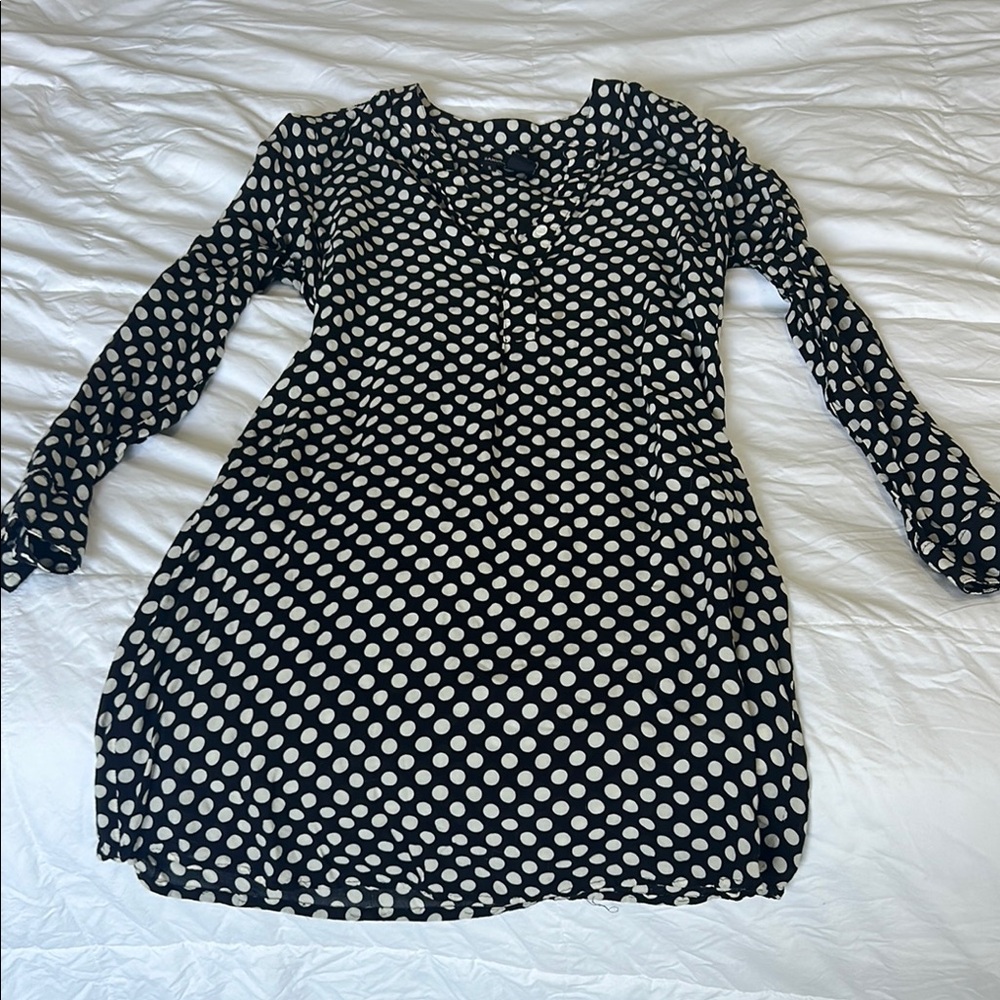 Sandra Ingrish Black and White Casual A-Line Dress with Notched Collar